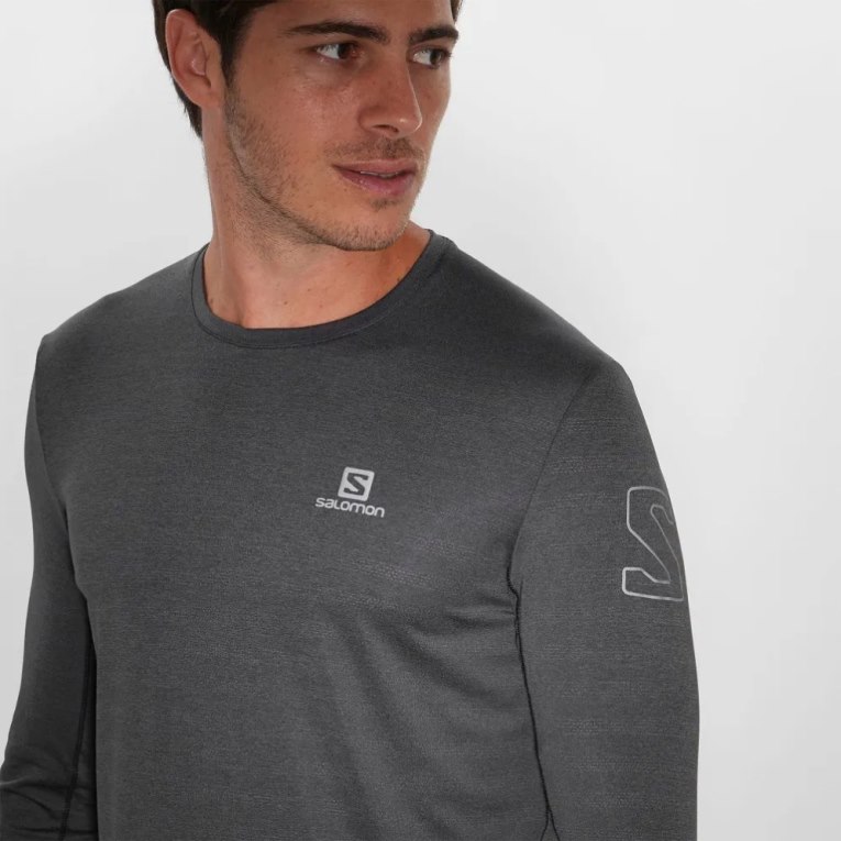 Camiseta Salomon Outline Long Sleeve Masculino Pretas | PT M17805